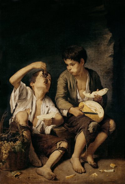 Two Children Eating a Melon and Grapes, 1645-46 by Bartolomé Esteban Murillo